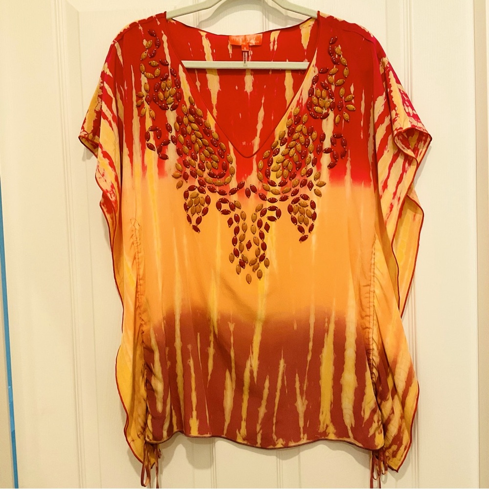 Hale Bob Cabana Silk Beaded Top
